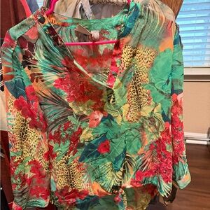 Chico's Multicolor Floral and Animal Print Blouse